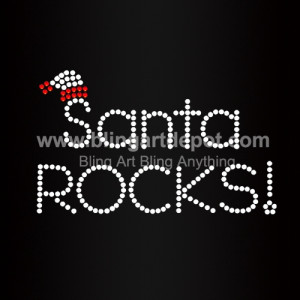Santa Rocks Iron On Rhinestone Heat Transfers